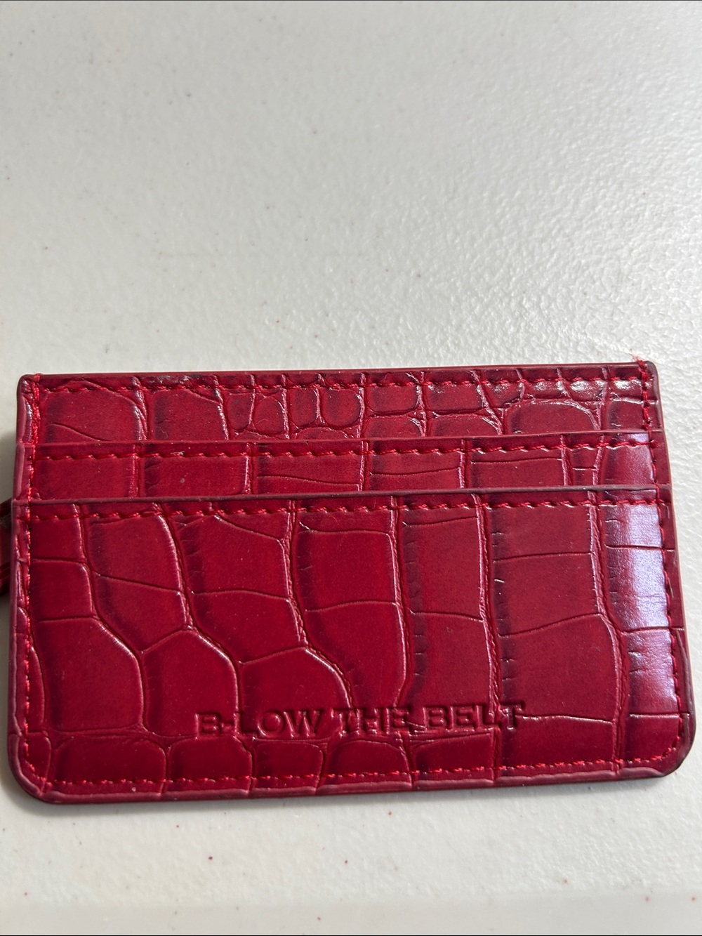 B-Low the Belt Red Croc-Embossed Card Sleeve
